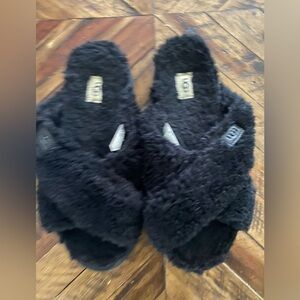 UGG Black Fuzzy Slide Sandals
